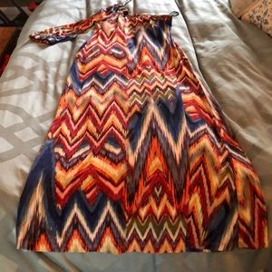 Multicolored one-sleeved maxi dress